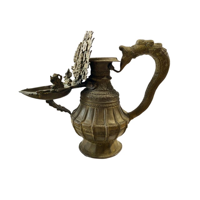 Rare 19th Nepalese Bronze Ritual Vessel W/Dieties For Sale - Image 9 of 11