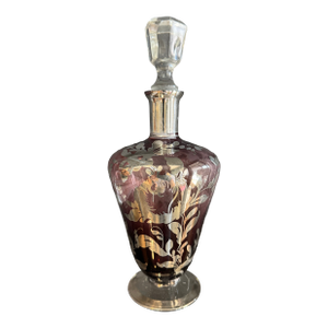 Large Murano Purple & Silver Perfume Bottle