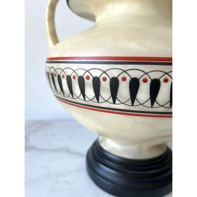 Alabaster Alabaster Handled Urn Form Table Lamp With Greek Krater Style Decoration Signed La Chimere For Sale - Image 8 of 11