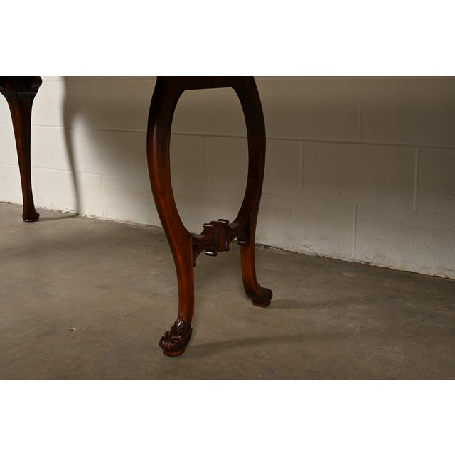 Berkey & Gay Antique Chippendale Burled Walnut Monumental Extension Dining Table With Seven Leaves, Newly Refinished For Sale - Image 13 of 17