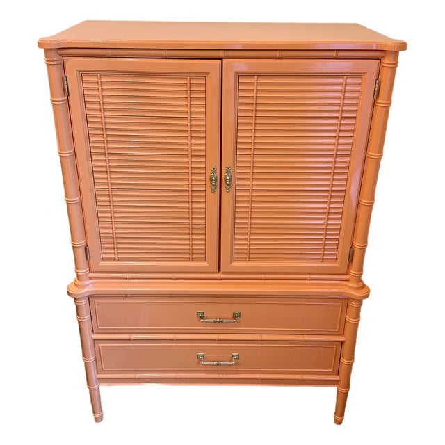 1970s Henry Link Bali Hai Faux Bamboo Lacquered Chest For Sale