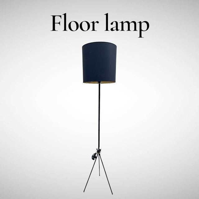 1950s Stitched Leather Floor Lamp from Jacques Adnet, 1950s For Sale - Image 5 of 11