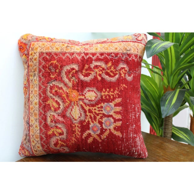Raspberry Red Turkish Decorative Pillow Cover - 15.7"x16” For Sale - Image 8 of 11