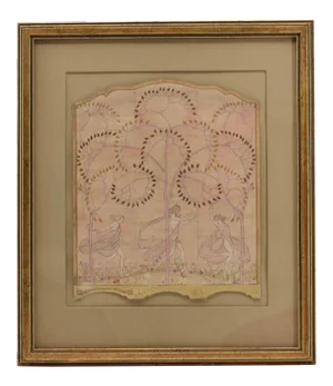 Watercolor Drawing of a Three Fold Screen Design by Kenneth Stevens Macintire