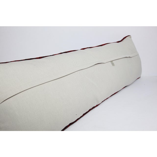 Vintage Turcoman Hand Knotted Wool Pillow – Decorative Sofa Throw Rug Pillow Cover -16'' X 46'' For Sale - Image 10 of 10