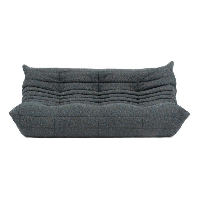 Togo Three-Seater Sofa in Green Bouclet by Michel Ducaroy for Ligne Roset For Sale