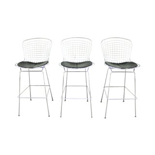 Chrome Bertoia Metal Counter Stools - Set of 3 For Sale