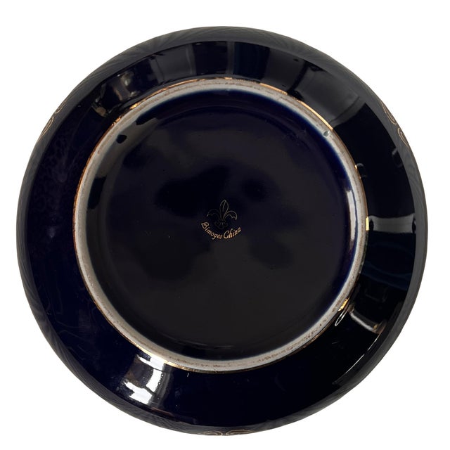 Limoges, France Round Cobalt Blue Madonna and Child Hinged Trinket Box Limoges China For Sale - Image 4 of 13