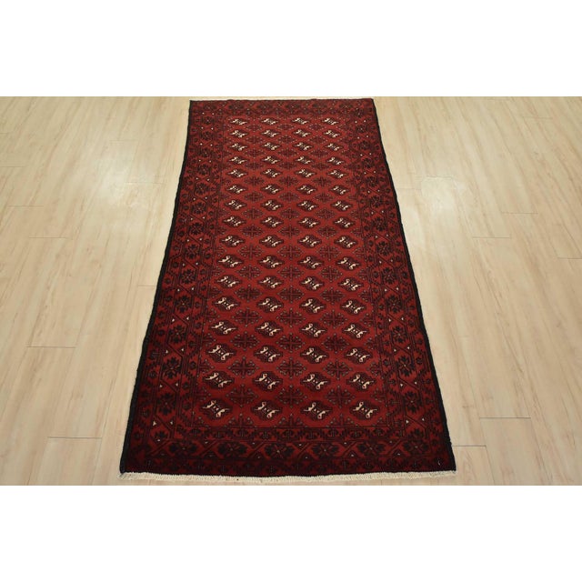 Cabin Baloch Rug 3’7” X 6’9” Red Wool Vintage Tribal Hand-Knotted Oriental Carpet For Sale - Image 3 of 12
