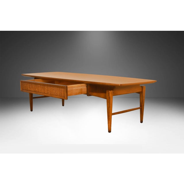 Mid-Century Modern Mid Century Lane Esteem Cane Front Walnut Coffee Table For Sale - Image 3 of 13