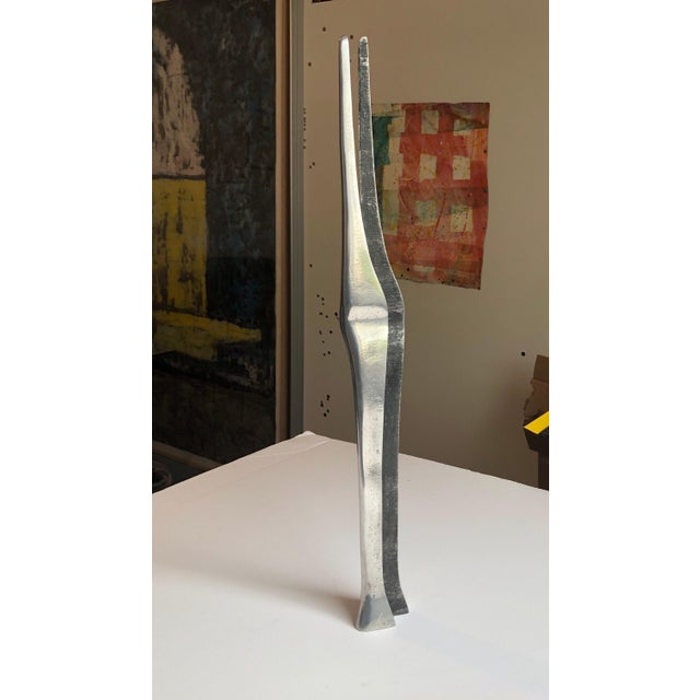 Metal Aharon Bezalel, Aharon Bezalel Israeli Modernist Sculpture 2 Parts Minimalist Aluminum or Steel, 1979 For Sale - Image 7 of 14