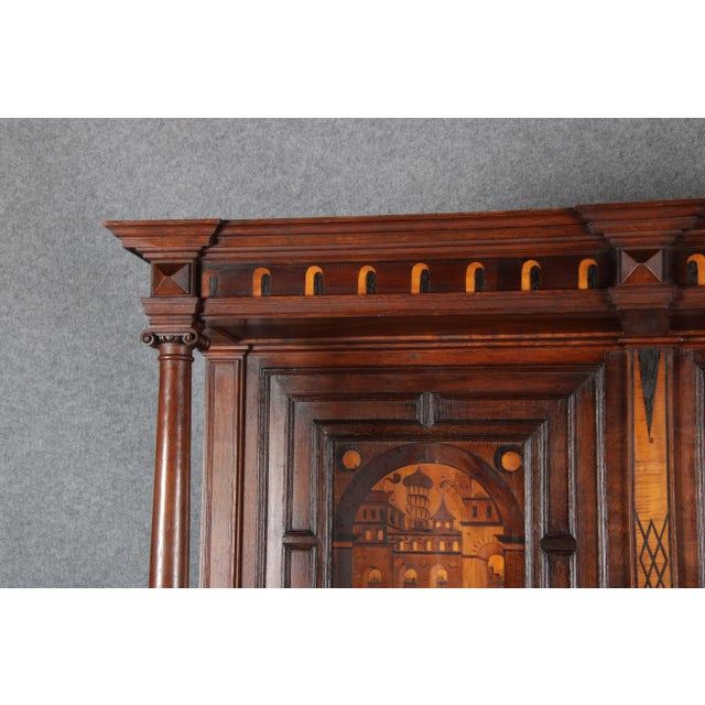 Antique Historicism Buffet with Architecture Inlaid, 19th Century For Sale - Image 16 of 18