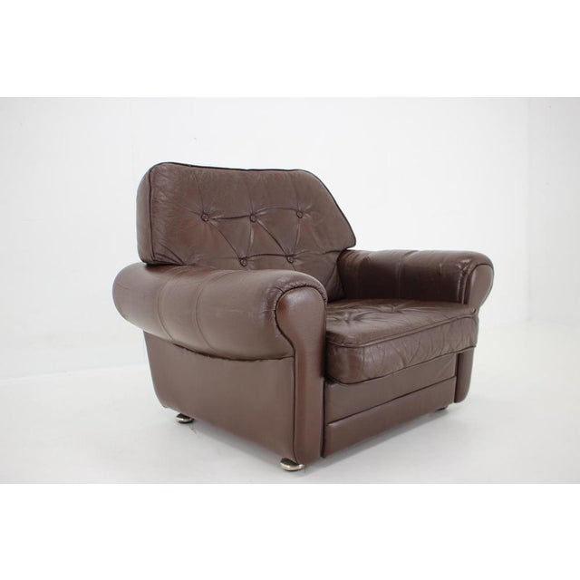 1970s Danish Brown Leather Armchair, Denmark, 1970s For Sale - Image 5 of 18