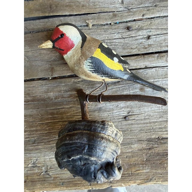 Austrian folk-art carved wooden bird — 5" x 5" x 3", vintage from the 1930s. Charming Alpine folk art for a shelf, mantel,...
