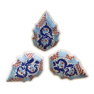 Three Turkish Ceramic Snack Dishes or Catchalls For Sale