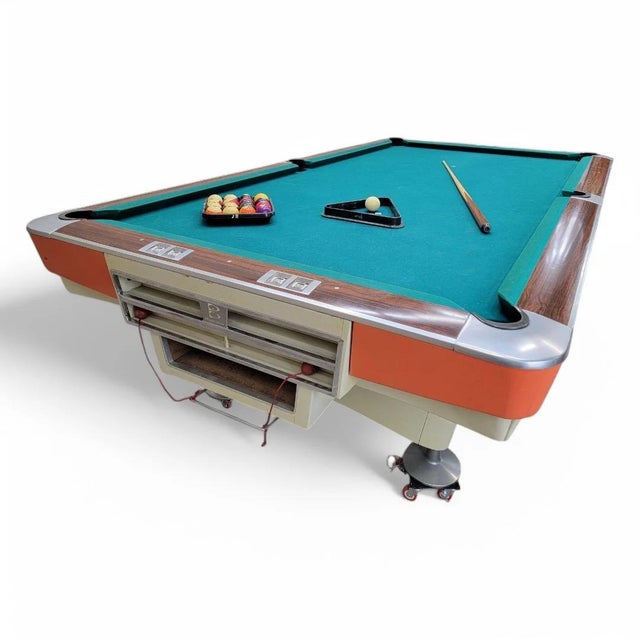 Mid-Century Modern Vintage Brunswick Pool Table With Accessories For Sale - Image 3 of 11
