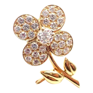 Van Cleef & Arpels Diamond 18k Yellow Gold Flower Pin Brooch