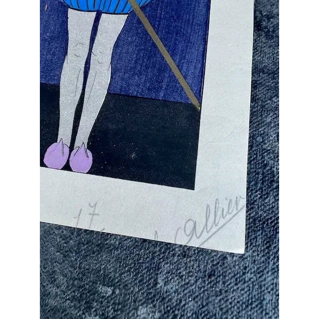 Les Danseuses (The Dancers) - Hand Colored Lithograph in the Style of George Barbier For Sale In Los Angeles - Image 6 of 7