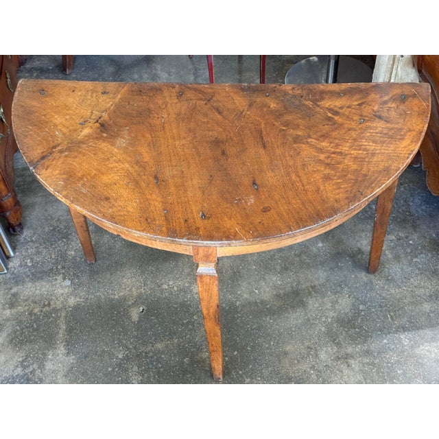 19th Century 19th Century Walnut Demilune Table For Sale - Image 5 of 11