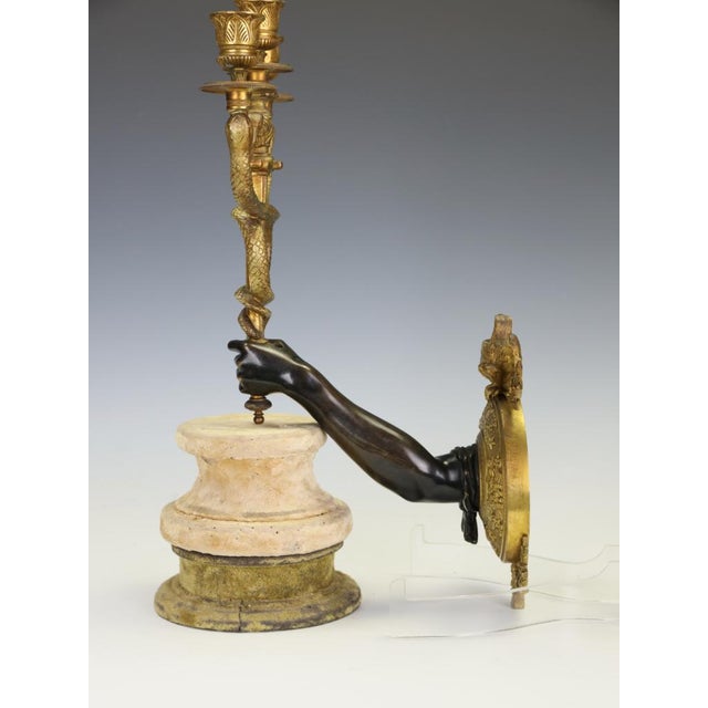 Traditional French Empire Ormolu and Bronze Three-Light Wall Sconce with Caduceus Arm, 1880 For Sale - Image 3 of 16
