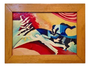 Nice Framed Film Noir Painting Signed Escopel, 1983
