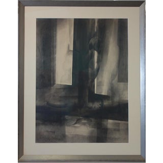 1959 "Gymnast" Abstract Figurative Charcoal Drawing by Paul Dahlquist, Framed For Sale