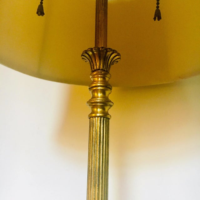 Maison Baguès 1920s French Art Deco Gilt & Crystal Floor Lamp With Silk Shade For Sale - Image 4 of 10