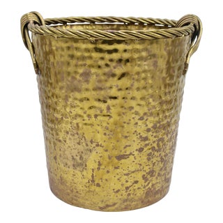 Mid Century Hammered Brass Champagne Ice Bucket/ Wastebasket/ Planter For Sale