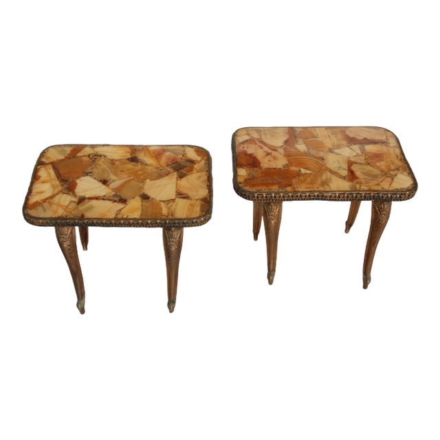 1960s Hollywood Regency Agate Side Tables - a Pair For Sale