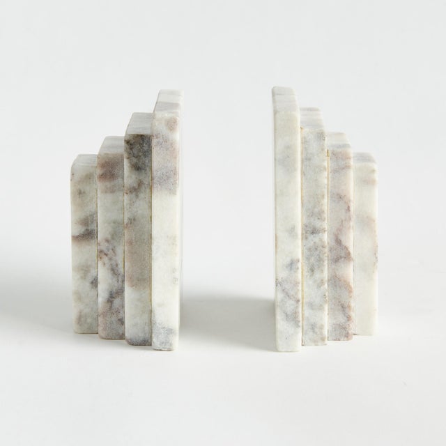 Kenneth Ludwig Chicago Jaqueline Marble Bookends St/2 For Sale - Image 4 of 4