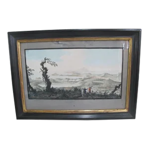 Pietro Fabris 1776 Watercolor Engraving Plate XVII Birds Eye View of Naples