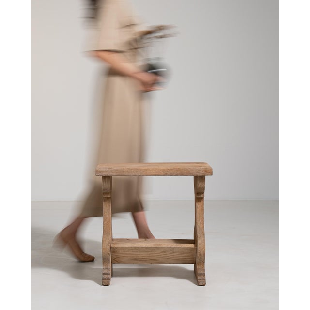 Rustic European Oak Side Table For Sale - Image 3 of 7