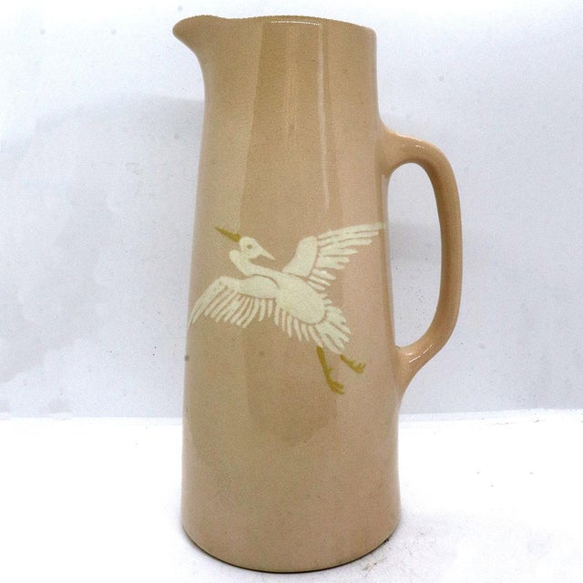Weller Pottery American Frederick Rhead for Weller Pottery Jap Birdimal Crane Pitcher For Sale - Image 4 of 10
