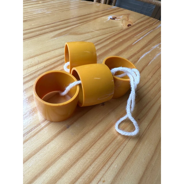 1970s Vintage Plastic Yellow Napkin Rings- Set of 4 For Sale - Image 5 of 6