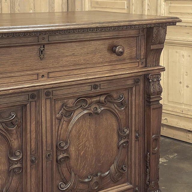 Antique French Louis XIV Renaissance Revival White Oak Buffet For Sale - Image 15 of 18