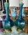 Vintage Pair of Blue Green Ceramic Table Lamps Brass Greek Key Base - a Pair For Sale - Image 10 of 11