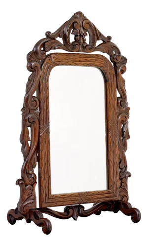 Antique Rococo Revival Vanity Mirror in Carved Oak, 1890