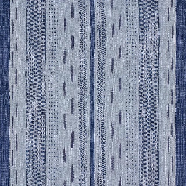 Schumacher Sample - Schumacher Mirza Ikat Stripe in Indigo on Chambray For Sale - Image 4 of 4