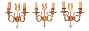 Petitot Neoclassic "Arrow" Bronze Sconces, Mid-Century France - Set of 3