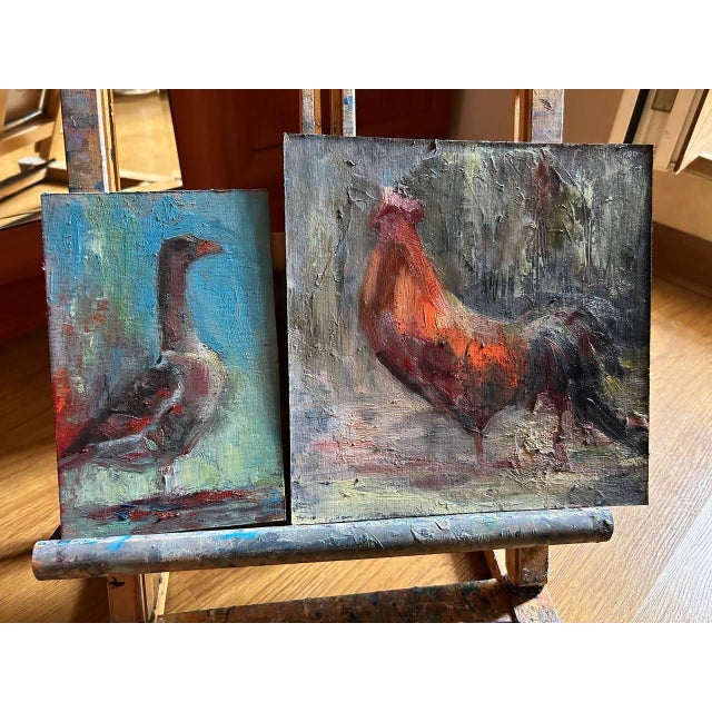 2020s Framed Rooster Original Painting Farm Decor by Valeriya Serova For Sale - Image 5 of 16