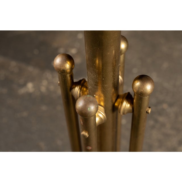 Metal Antique Brass Barbershop Coat Tree For Sale - Image 7 of 8