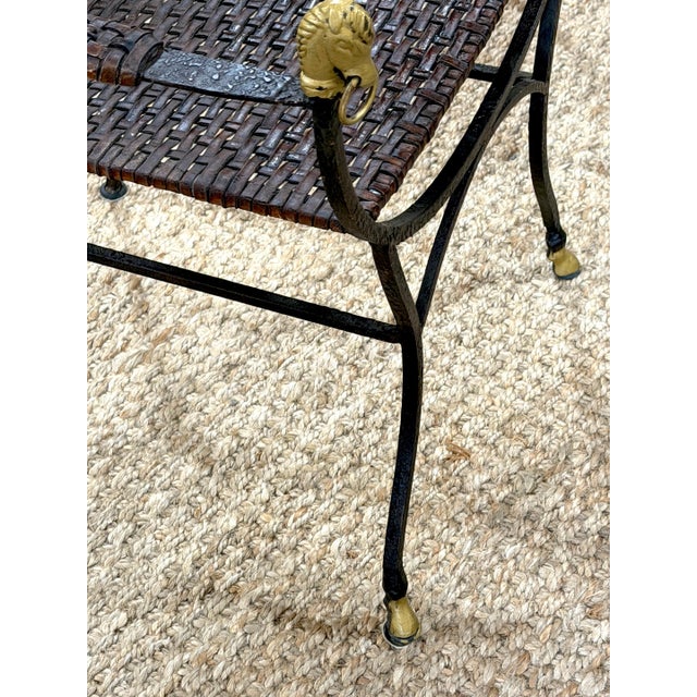 Mid 20th Century Pair Maison Jansen Style Equestrian Curule Chairs with Gilt Horse Heads For Sale - Image 5 of 10