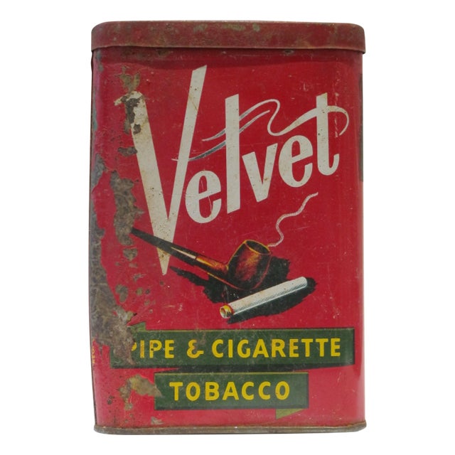 Vintage American Velvet Tobacco Tin For Sale