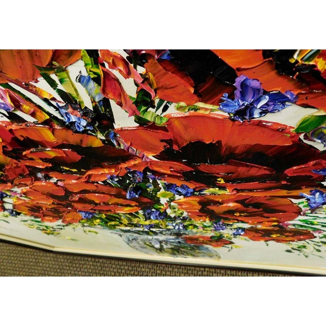 Maya Eventov "Morning Poppies in Bloom" Flowers Original Acrylic Painting Canvas For Sale - Image 9 of 12