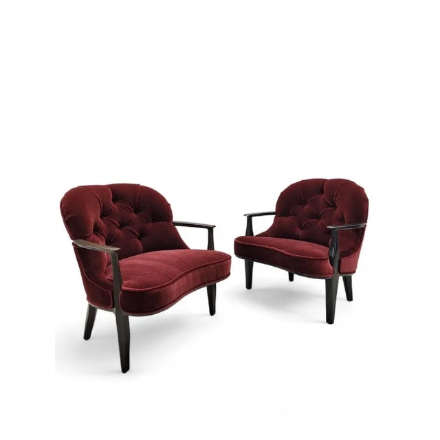 Mid Century Modern Edward Wormley Janus Style Tufted Lounge Chairs ...