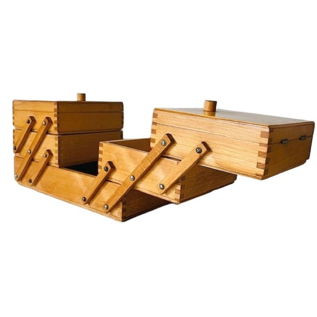 Mid-Century Modern Danish Folding Wooden Sewing Box, 1960s For Sale - Image 10 of 12