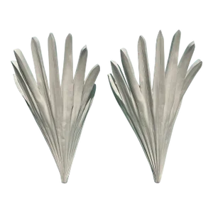 Silver Bismarck Palm Tree Wall Sconces - a Pair