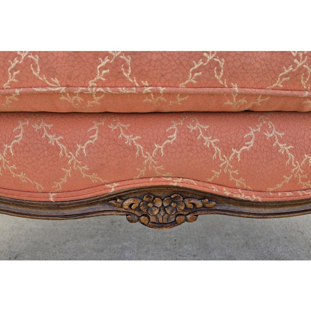 Vintage French Louis XV Carved Wingback Bergère Oversized Armchair Settee For Sale - Image 15 of 18