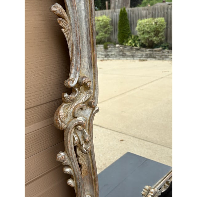 Large French Louis XV Rococo Silver Giltwood Mirror For Sale - Image 13 of 16