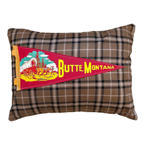 Montana Butte Vintage Pennant on New Woven Throw Pillow